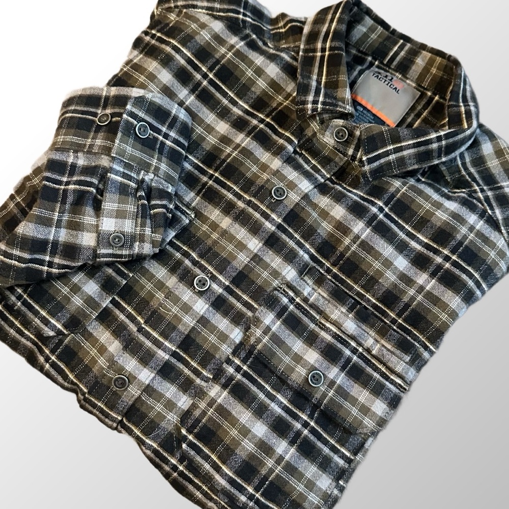 5.11 Tactical Shirt Mens Medium Green Black Plaid Flannel Snap Long Sleeve shirt